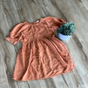 Orange Smocked Puff Sleeve Sundress
